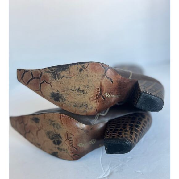 Veruska European Western Bronze Studded Vegan Cowgirl Knee High Boots Sz 6 Slim - Picture 12 of 12